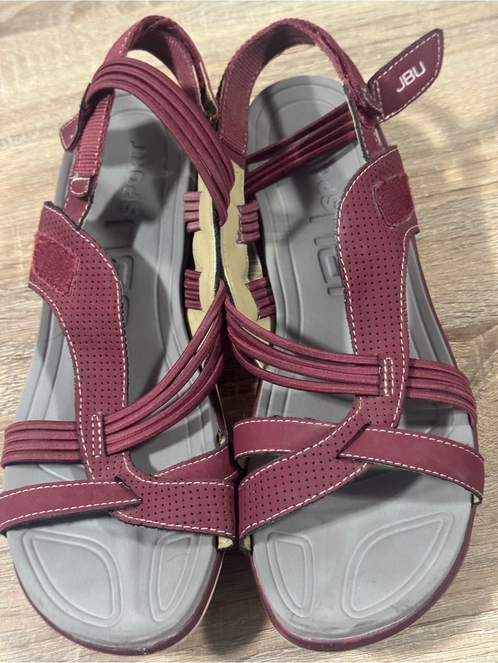 JBU Women's Wine Strappy Comfort Sandals